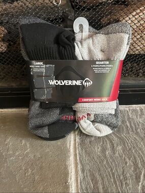 Wolverine Quarter Work Socks - Black & Gray (6 Pack)